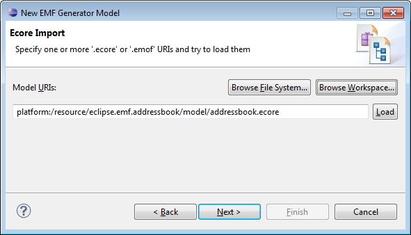 Sélection du fichier Ecore Model